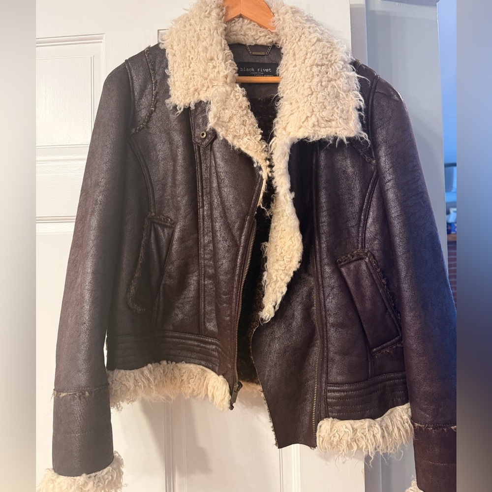 Black Rivet Dark Brown Leather Jacket